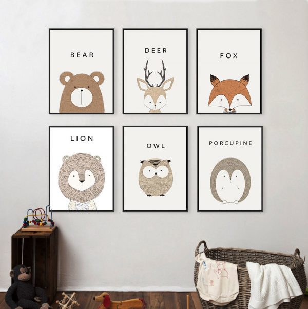 Baby room canvas prints animals