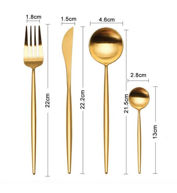 modern design gold flatware set