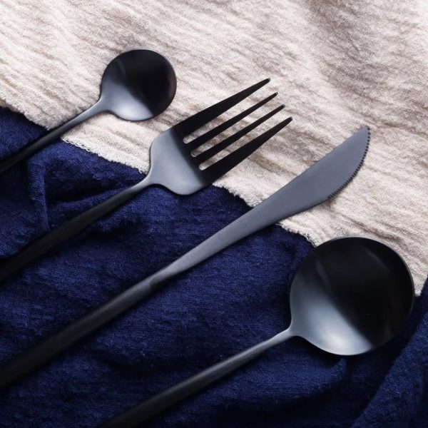 black modern minimalistic nordic scandinavian flatware