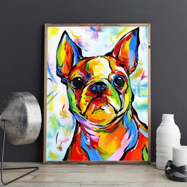 French bulldog canvas painting