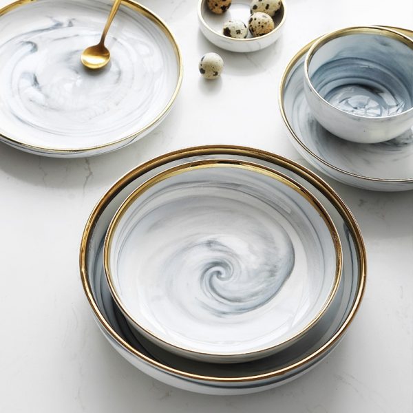 marble tableware modern set