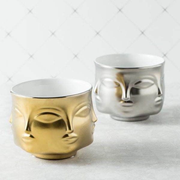 small silver face vases gold silver
