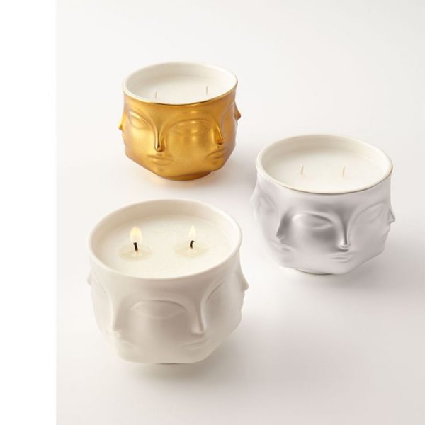face candle container white gold