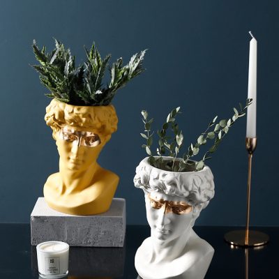 Modern Ceramic Vase yellow and white