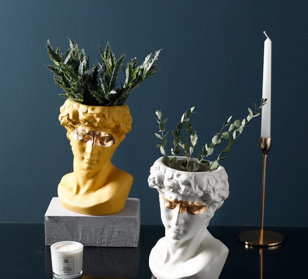 Modern Ceramic Vase yellow and white