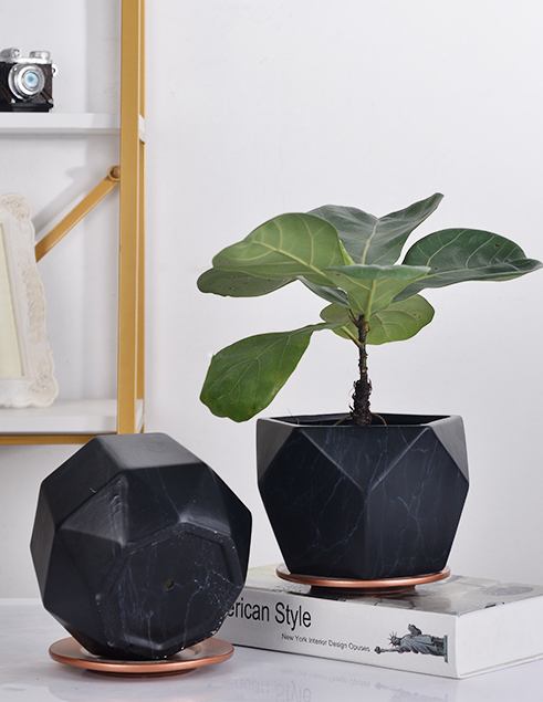 Black marble flower pots