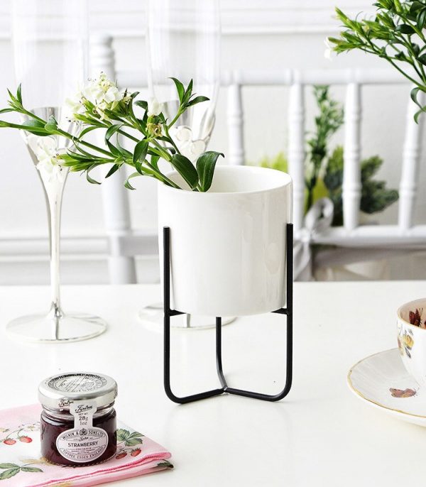 Modern simplistic white flower pot